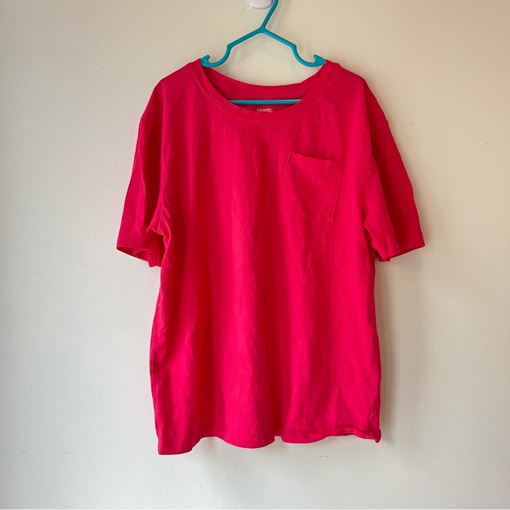 🌼 5/$20 Girls Pocket Tee Magenta Pink Short Sleeve Cotton Basic Top Size L 10/12